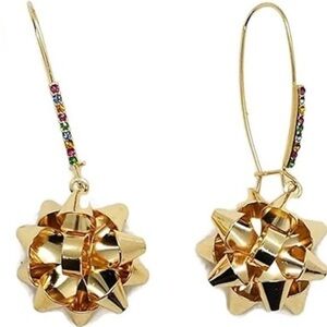 Betsy Johnson Shiny Gold Bow Earrings NEW!